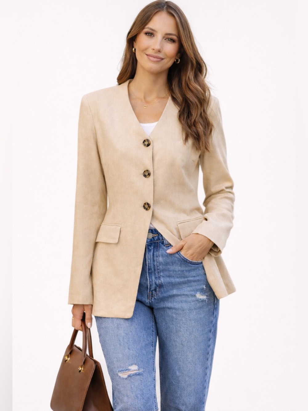 Bagatelle Longline Linen Blazer small